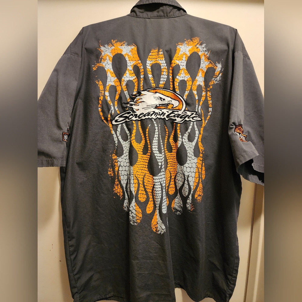 Harley Davidson Screamin' Eagle Graphic  Charcoal with Orange & Gray Flames